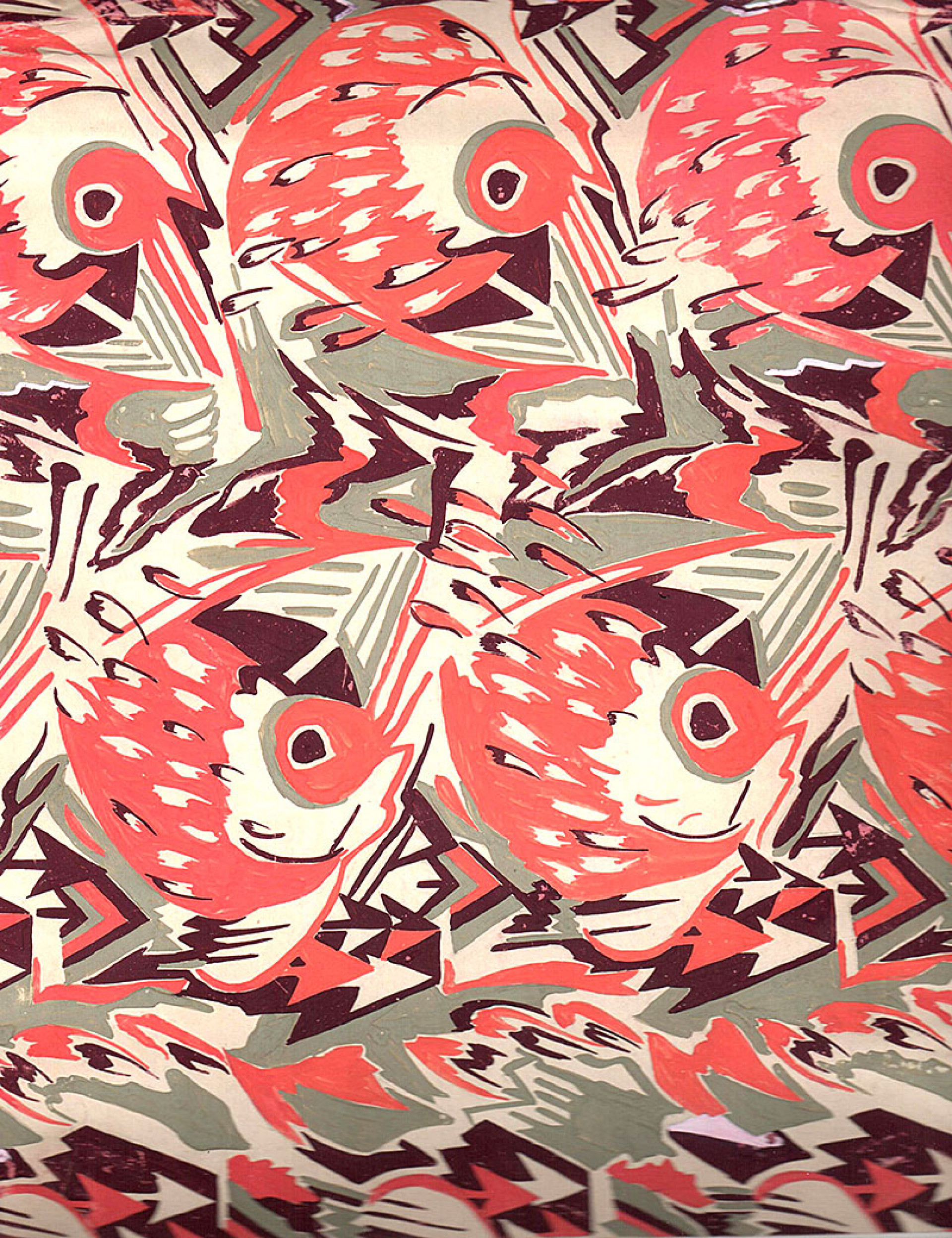 Наталья Киселева. Эскиз для ткани «Рыбы». 1920-е