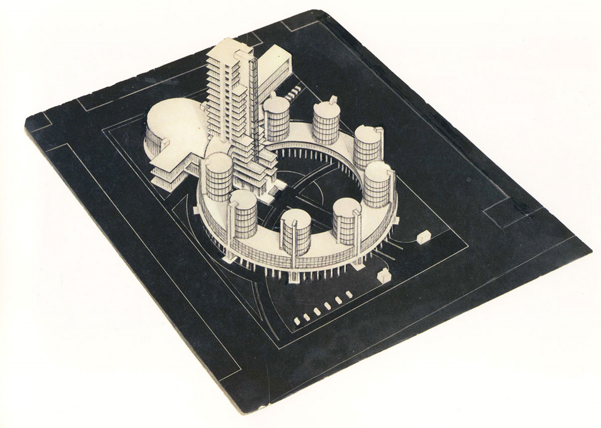 Александр Сильченков. Дипломный проект на тему «Дом промышленности и торговли». Мастерская Николая Ладовского. 1928 