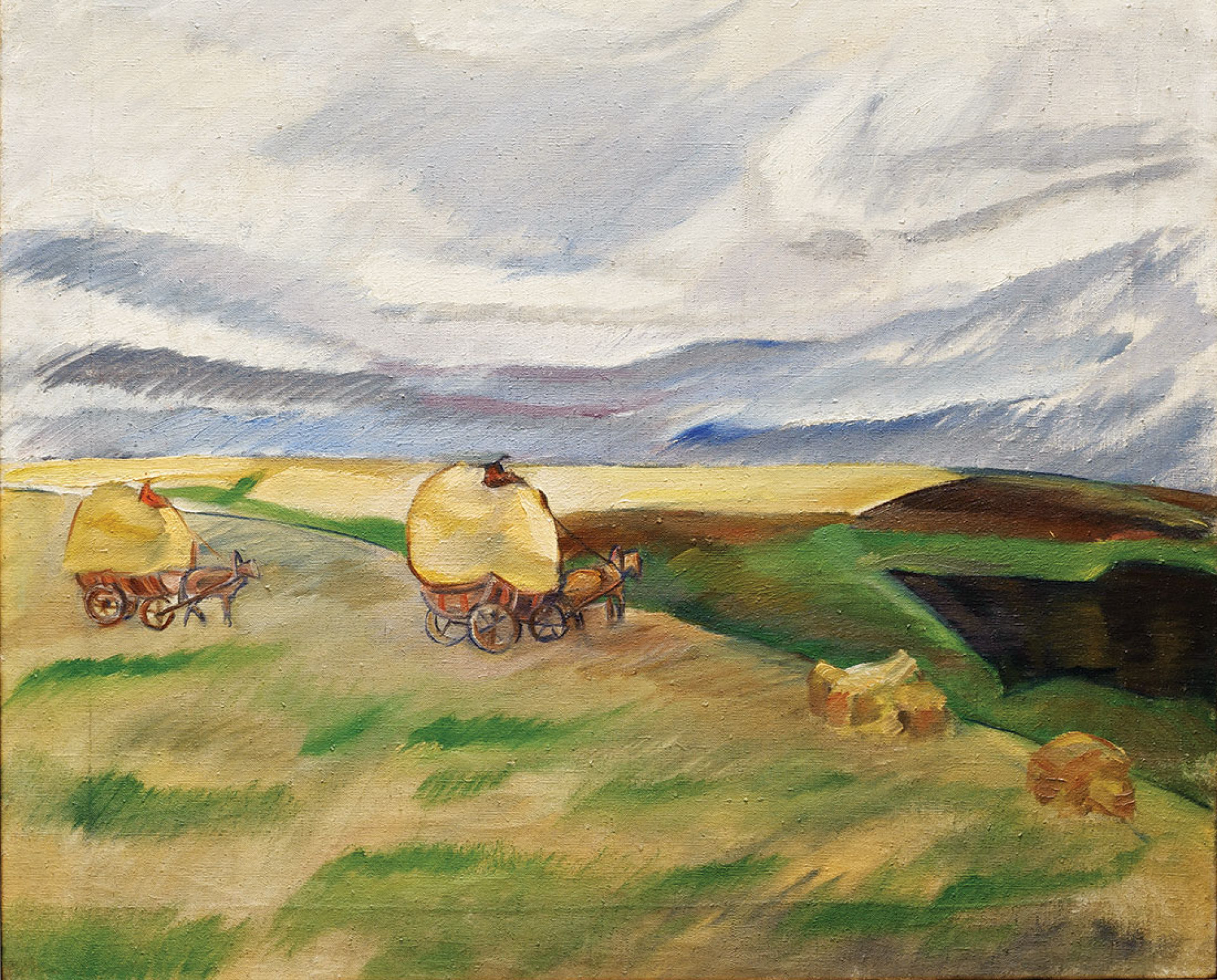 Григорий Ильич Борисов. Во время сенокоса (Перевозка снопов). 1910-е гг.